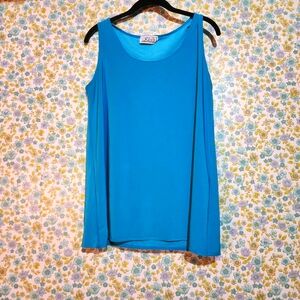 Vintage 90’s Kleid’s Turquoise Metallic Fitted ‎ Tank Top Size XL Shimmery